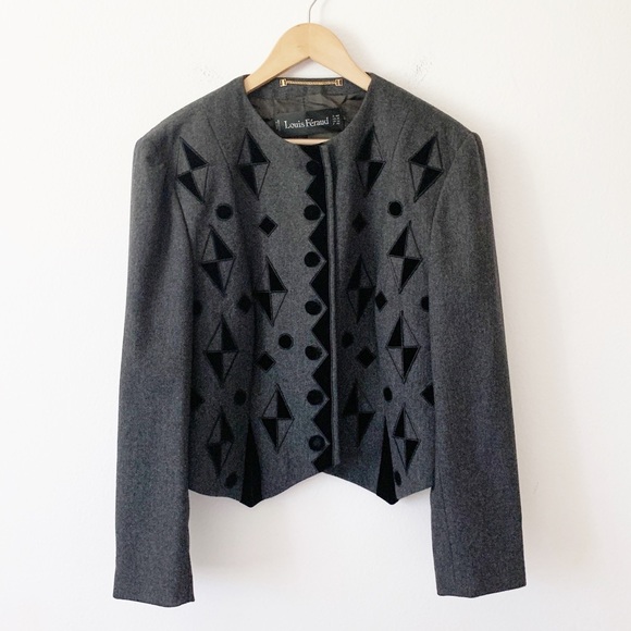 Vintage Louis Feraud Wool-Cashmere Velvet Blazer - Picture 2 of 7